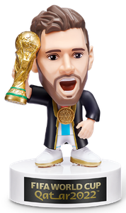 Lionel Messi (Argentina) Holding the 2022 World Cup Trophy
