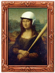 "Mona Lisa" [with a helmet] by Leonardo da Vinci