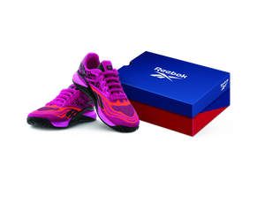 Reebok pink and black shoes